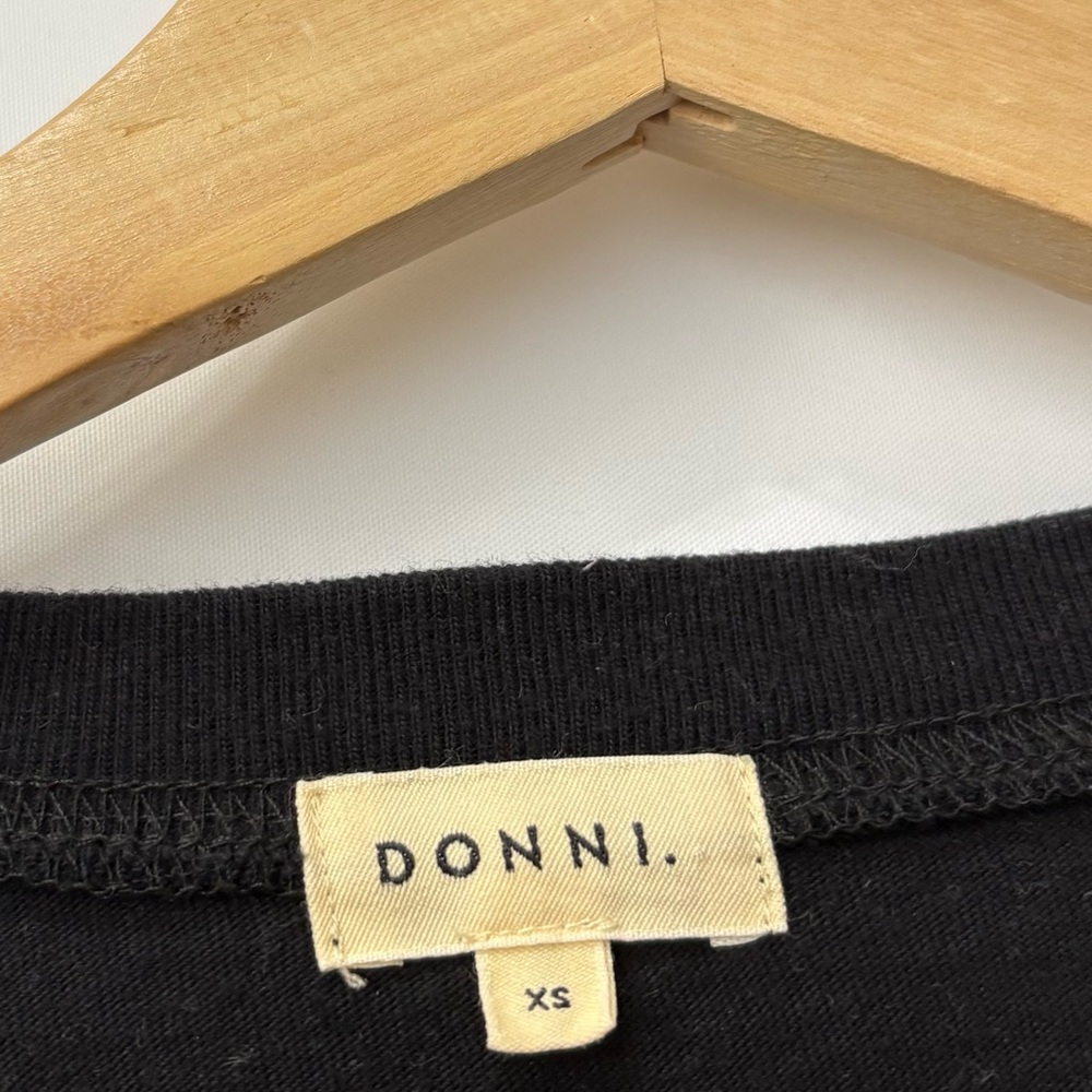 DONNI. Black Jersey Square Neck Long Sleeve Size XS - Picture 8 of 11